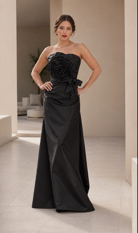 Set Blusa Vestido Strapless con Flor Escultural