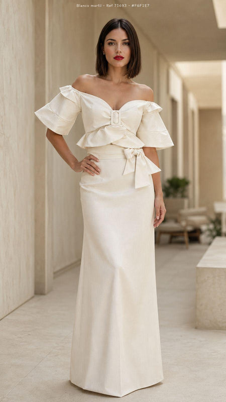 Top Off-Shoulder y Falda Maxi