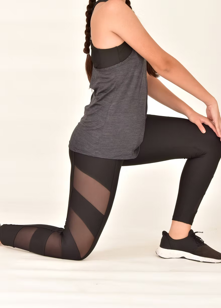 SET SOLIDO NEGRO CON MALLAS